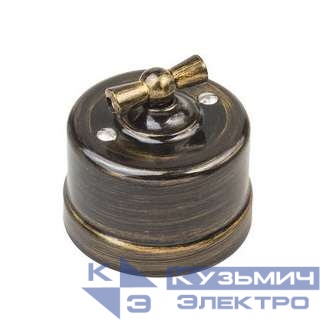 Выключатель поворотный 2-кл. ОП Лизетта 10А IP20 ретро 4 полож. ABS-пластик бронз. Bironi B1-202-25