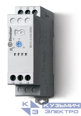 Таймер модульный мультифункциональный (AE EEa FE GE IT BEp DEp SHp) 24…240В AC/DC 2CO 12А 22.5мм регулировка времени 0.05с…10дней IP20 FINDER 835202400000