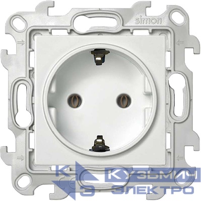 Розетка 1-м СП Simon 24 16А IP20 2P+E Schuko без защ. шторок механизм бел. Simon 2450434-030