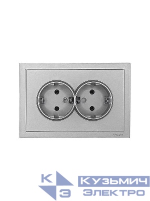 Розетка 2-мест. б/з СП ZIMA IP20 16А ПБТ безвинт. зажим сер. матов. LEZARD 704-7400-128BQC