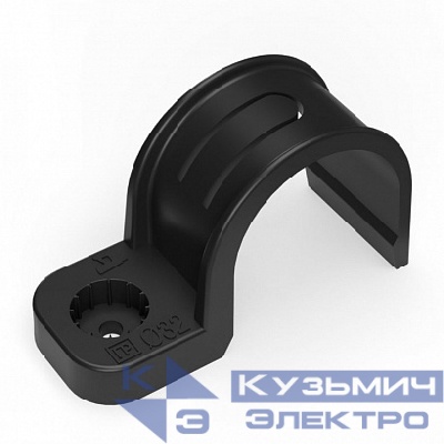 Крепеж-скоба пластиковая односторонняя для прямого монтажа черная в п/э д32 (25шт/уп) Промрукав
