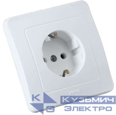 Розетка 1-м СП Мастер 16А IP20 250В с заземл. бел. HEGEL РС16-311