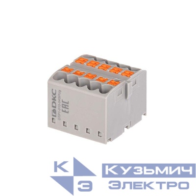 Блок распределительный зажим push-in 10 точек подключения 2.5кв.мм сер. DKC DTP1-010-04SPUG