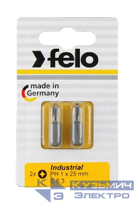 Бита крестовая Industrial PH 2х25 (блист.2шт) FELO 02202036