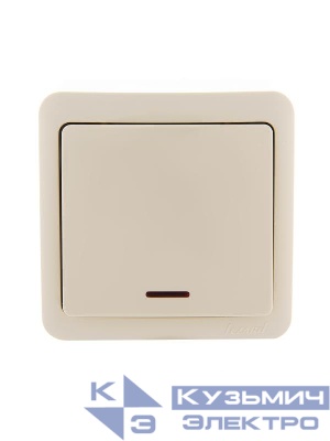 Выключатель 1-кл. 1п ОП Viola 10А IP20 с подсветкой крем. LEZARD 751-0300-111
