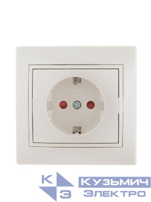 Розетка 1-м СП Mira 16А IP20 с заземл. защ. шторки со вставкой керамика жемчуж./бел. перламутр. LEZARD 701-3030-124