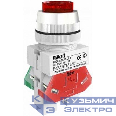 Выключатель кнопочный LED ABLFP ВК-22 d22мм 24В AC/DC зел. DEKraft 25069DEK
