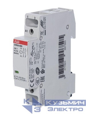Контактор ESB20-20N-06 модульный (20А АС-1 2НО) катушка 230В AC/DC ABB 1SBE121111R0620
