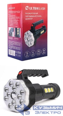 Фонарь аккумуляторный LED51537 4В 16LED 3Вт 4 реж. Micro USB черн. (бокс) Ultraflash 15193