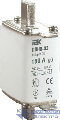 Вставка плавкая ППНИ-33 160А габарит 00 IEK DPP10-160