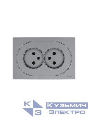 Розетка 2-м СП OSEN без заземл. ПБТ механизм сер. матов. LEZARD 743-7400-128B
