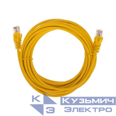 Патч-корд U/UTP CAT 5e RJ45-RJ45 26AWG LSZH желт. 5м Rexant 02-0105-5