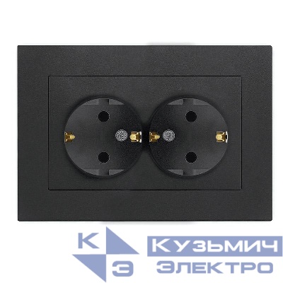 Розетка 2-м СП Афина 16А IP20 с заземл. в сборе графит Universal A0128-Gr