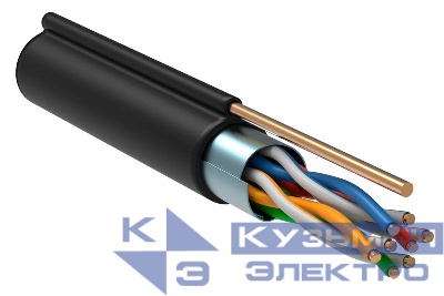 Кабель витая пара F/UTP кат.5E 4х2х24AWG LDPE с метал. тросом 1.2мм черн. (305м) (м) ITK LC3-C5E04-359