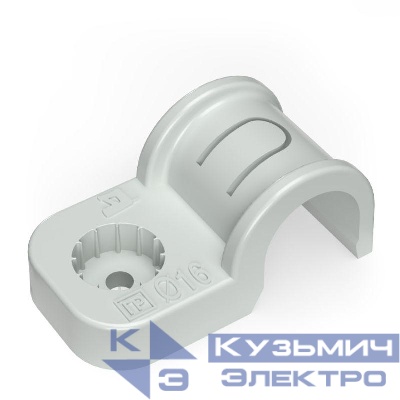 Крепеж-скоба односторонняя d16мм для прямого монтажа атмосф. пластик. сер. (уп.50шт) Промрукав PR13.0368