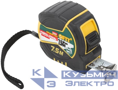 Рулетка Гранд 7.5мх25мм калибр. лента; нейлон. покрытие; магн. крючок; двойной стопор; прорезиненный корпус FIT 17327