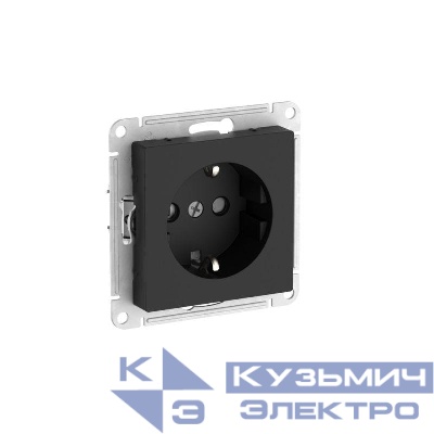 Розетка AtlasDesign 16А с заземл. защ. шторки быстрозажим. клем. механизм карбон SE ATN001045S