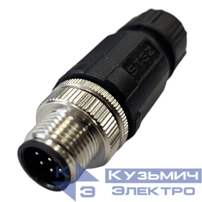 Разъем М12 8A штыревой пайка пластик. прямой резьба PG7 каб. часть СЦМ120022-08A СТЭЗ 185200166