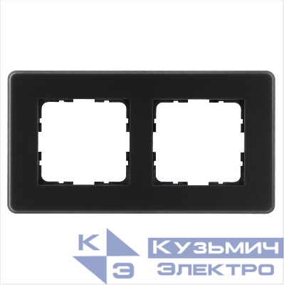 Рамка 2-м G-Glass закругленная стекло матов. черн. Jasmart G1002GB-RM