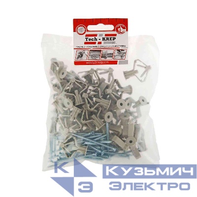 Дюбель для гипсокартона "бабочка" 10х50 с саморезом 4х60 (пакет) (уп.40шт) Zitar 126702