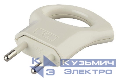 Вилка V1 6А без заземл. с кольцом непрямой ввод (10/200/9600) бел. ЭРА Б0019182