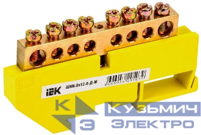 Шина PE "земля" на DIN-изол. ШНИ 8х12-8-Д-Ж IEK YNN10-812-8D-K05