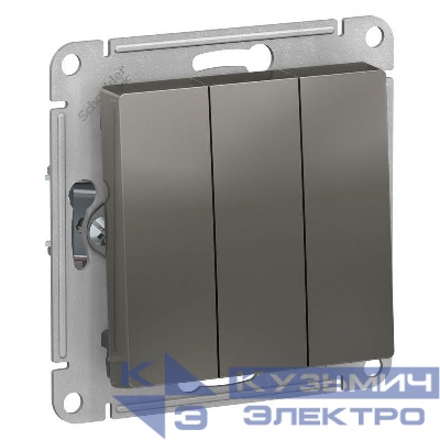 Выключатель 3-кл. СП AtlasDesign 10А IP20 (сх. 1+1+1) 10AX механизм сталь SE ATN000931
