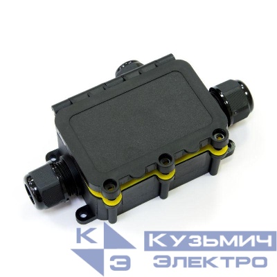 Коробка распределительная ОП 131х80х37 3-вводная IP68 ПА66 40А 450В d3.5-12мм с откидной крышкой черн. Промрукав PR08.13152