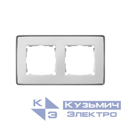Рамка 2-м Simon82 Detail бел.; основание алюм. Simon 8201620-243