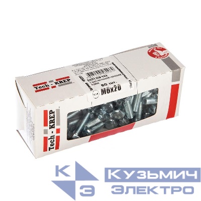 Болт с шестигранной головкой М6х20 DIN 933 оцинк. (уп.80шт) Tech-Krep/Zitar 105201