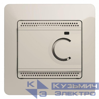 Термостат электрон. теплого пола Glossa с датчиком +5-+50град.C 10А в сборе молоч. SE GSL000938
