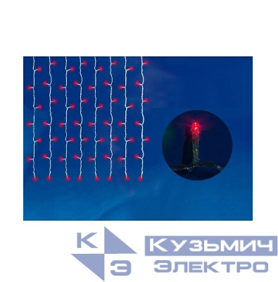 Занавес светодиодный ULD-C2030-240/TWK RED IP67 с эффектом мерцания 3х2м соединяемый 240LED красн. свет провод бел. Uniel UL-00001357