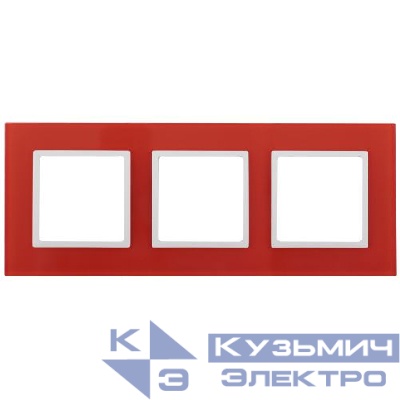 Рамка 3-м 14-5103-23 стекло Elegance красный+бел. ЭРА Б0034514