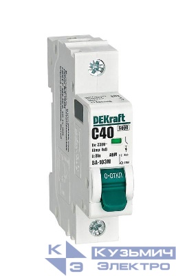 Выключатель автоматический модульный 1п C 40А 6кА ВА-103M без теплозащиты DEKraft 12506DEK