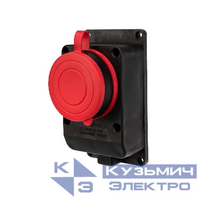 Розетка влагозащ. настенная с крышкой 3P+PE 32А IP44 черн. каучук Rexant 111-007