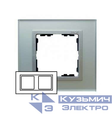 Рамка 2-м Simon82 стекло серебр. Simon 82927-62