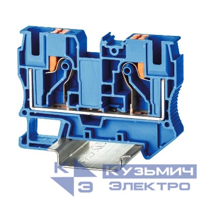 Клемма проходная зажим push-in 2 точки подключения 10кв.мм син. DKC VPR-10-BU