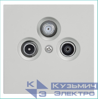 Розетка телевизионная проходная TV + FM + SAT 3-м СП FD Ф9.5мм с накладкой механизм тауп матов. soft touch Jasmart FD6207PTM