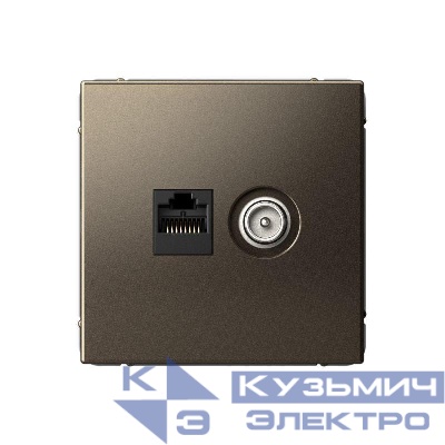 Розетка компьютерная + телевизионная 2-м СП ArtGallery RJ45 кат.5E + TV механизм мокко SE GAL000689