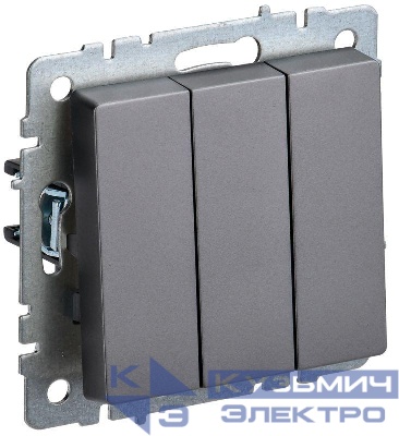 Выключатель 3-кл. СП BRITE ВС10-3-0-БрС 10А механизм сталь IEK BR-V30-0-10-K46