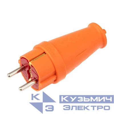 Вилка прямая влагозащ. 16А IP44 с заземл. COMPACT каучук оранж. Rexant 111-202