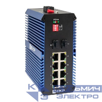 Коммутатор неуправляемый промышленный U-2GX/SFP-8GTP 2 порта 1000Base-X SFP 8 портов 10/100/1000Base-T(X) RJ45 c PoE монтаж на DIN-рейку TSX EKF TSX-U-2GX/SFP-8GTP