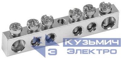 Шина PEN "земля-ноль" 6х9мм 6/1 Ni (6групп/крепеж по центру) IEK YNN10-06-100-N