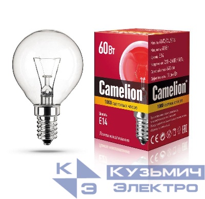 Лампа накаливания MIC D CL 60Вт E14 Camelion 8972