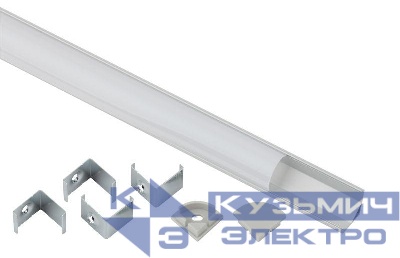 Комплект с угловым накладным анодир. профилем CAB280 16х16мм 2м и круглым экраном 2м 1616R Эра Б0039465