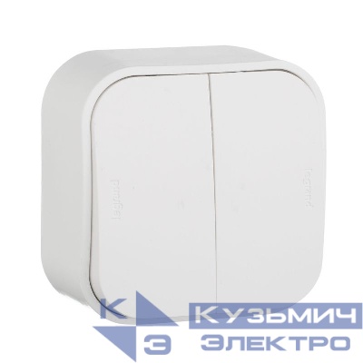 Переключатель проходной 2-кл. ОП Quteo 10А IP20 250В бел. IEK 782206