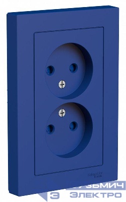 Розетка 2-м. AtlasDesign 16А без заземл. со шторками в сборе аквамарин SE ATN001122