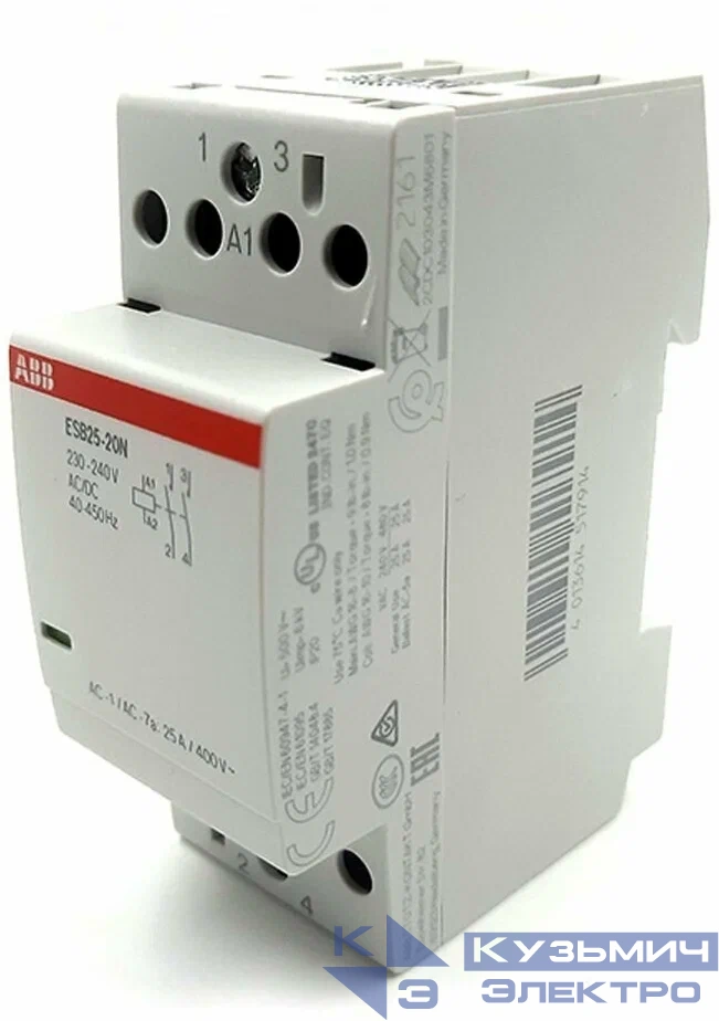 Контактор ESB25-20N-01 модульный (25А АС-1, 2НО), катушка 24В AC/DC ABB 1SAE231111R0120