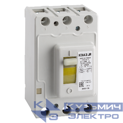 Выключатель автоматический 3п 250А 2500Im 40кА ВА57-35-340010 УХЛ3 690В AC КЭАЗ 108600