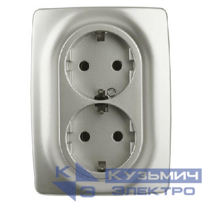 Розетка 2-м СП Эра12 12-2106-15 16А IP20 16AX 250В 2х2P+E Schuko перламутр. Эра Б0031237